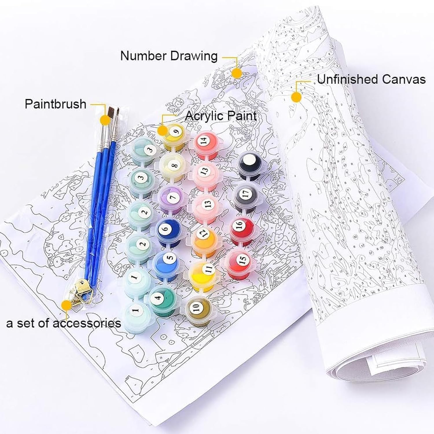 Paint by Numbers for Adults,Van Gogh Starry Night Painting by Number Kits on Canvas for Adult Beginner, without Frame DIY Oil Painting Acrylic Paints with 3 Brushes,Home Wall Decor Gift 12X16Inch image number 6