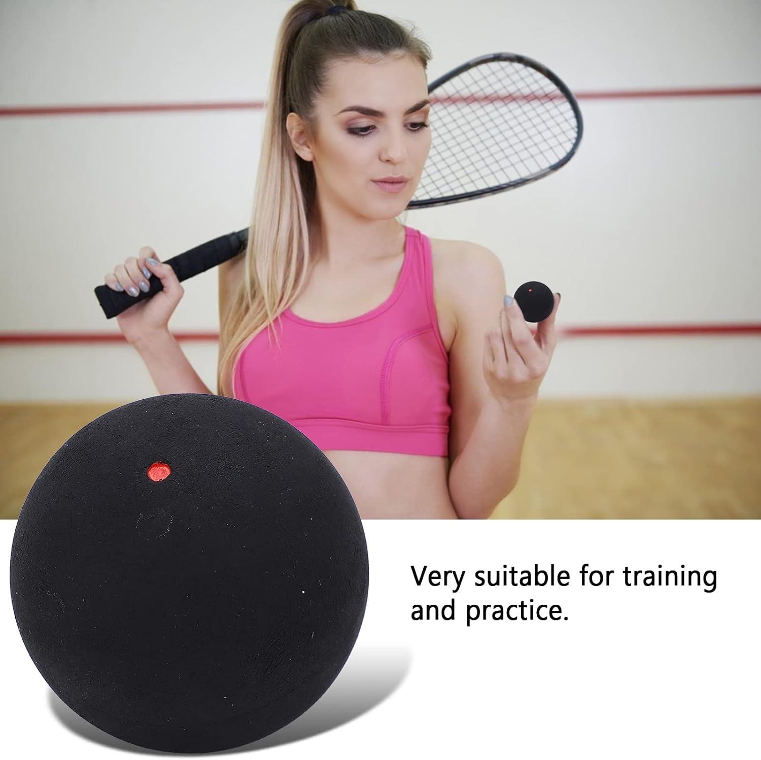 Single Dot Squash Balls, Rubber Material, 37Mm Diameter, 25G Weight, Soft Feel Low Vibration, Ideal for Beginners Intermediate, Suitable for Training & Practice, - Single Red Dot image number 5