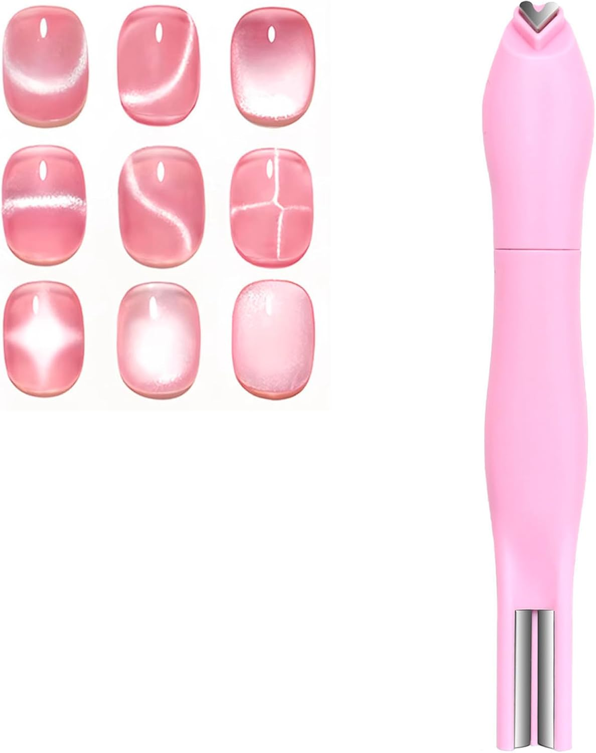 3-In-1 Heart Magnet for Cat Eye Gel Polish, Upgraded Magnetic Nail Art Pen with Heart/Round/Line Shapes, French Tip Tool for DIY & Salon Manicure (Pink) image number 4