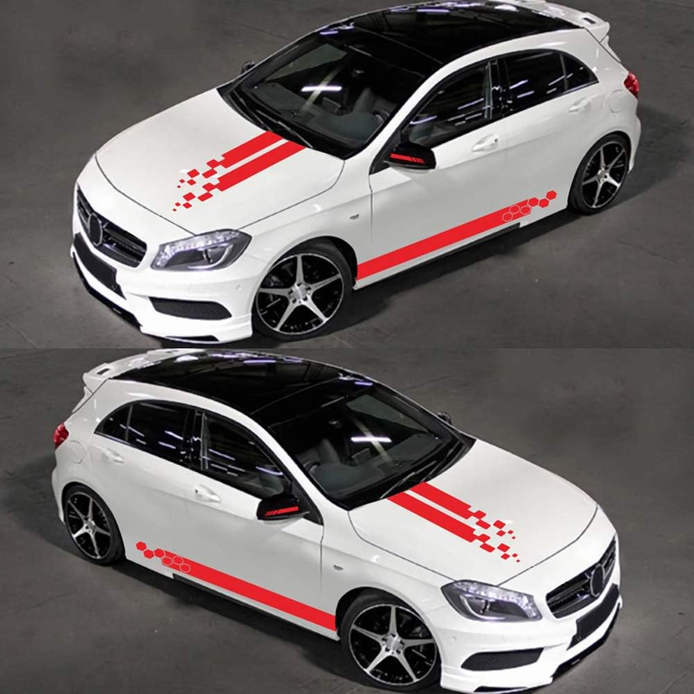 Rojuicy 5 Pieces Vinyl Car Side Stickers Decorative Auto Body Racing Sports Decals Car Truck DIY Decal Stripe Vinyl Sticker Accessories 1-2 Days Delivery image number 4