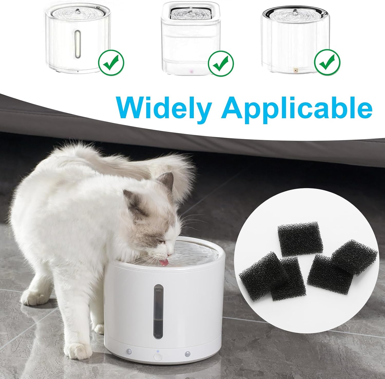 Pack of 30 Pet Fountain Filters, Cat Fountain Filter Replacement Foam Filter for Cat Dog Water Dispenser Filter 35 X 25 X 9 Mm Black image number 3