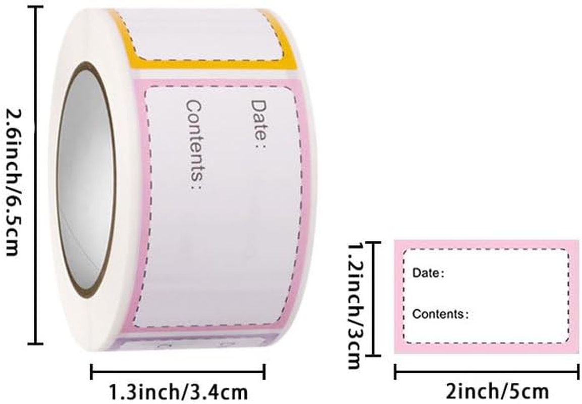 1000 Pcs Removable Freezer Labels,4 Rolls Color Multifunctional Adhesive Labels,Food Storage Stickers for Food Containers Jars Kitchen Restaurant Storage