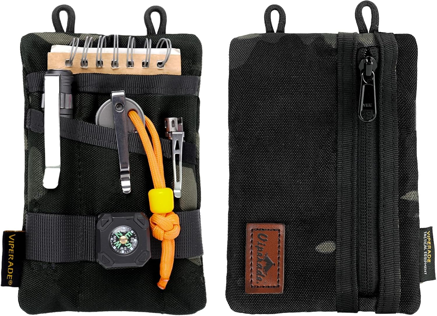 VIPERADE VE1 Pocket Organizer, Tool Pocket Organizer for Men, Pocket Organizer Storage EDC Gears, Best Gift to Keep Organized, Hold Your Flashlight/Pocket Knife, Tactical Pen, Notebook (Black Camo)