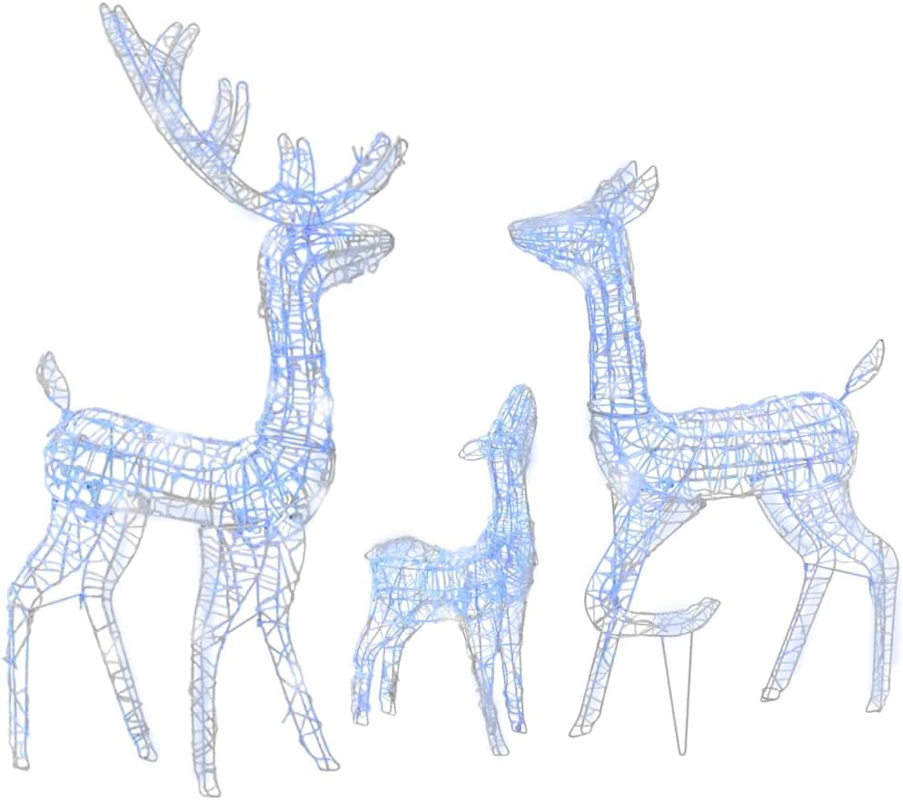 Christmas Reindeer, Xmas Light up Reindeer Outdoor Yard Christmas Decoration Acrylic Reindeer Family Christmas Decoration 300 LED Blue image number 4