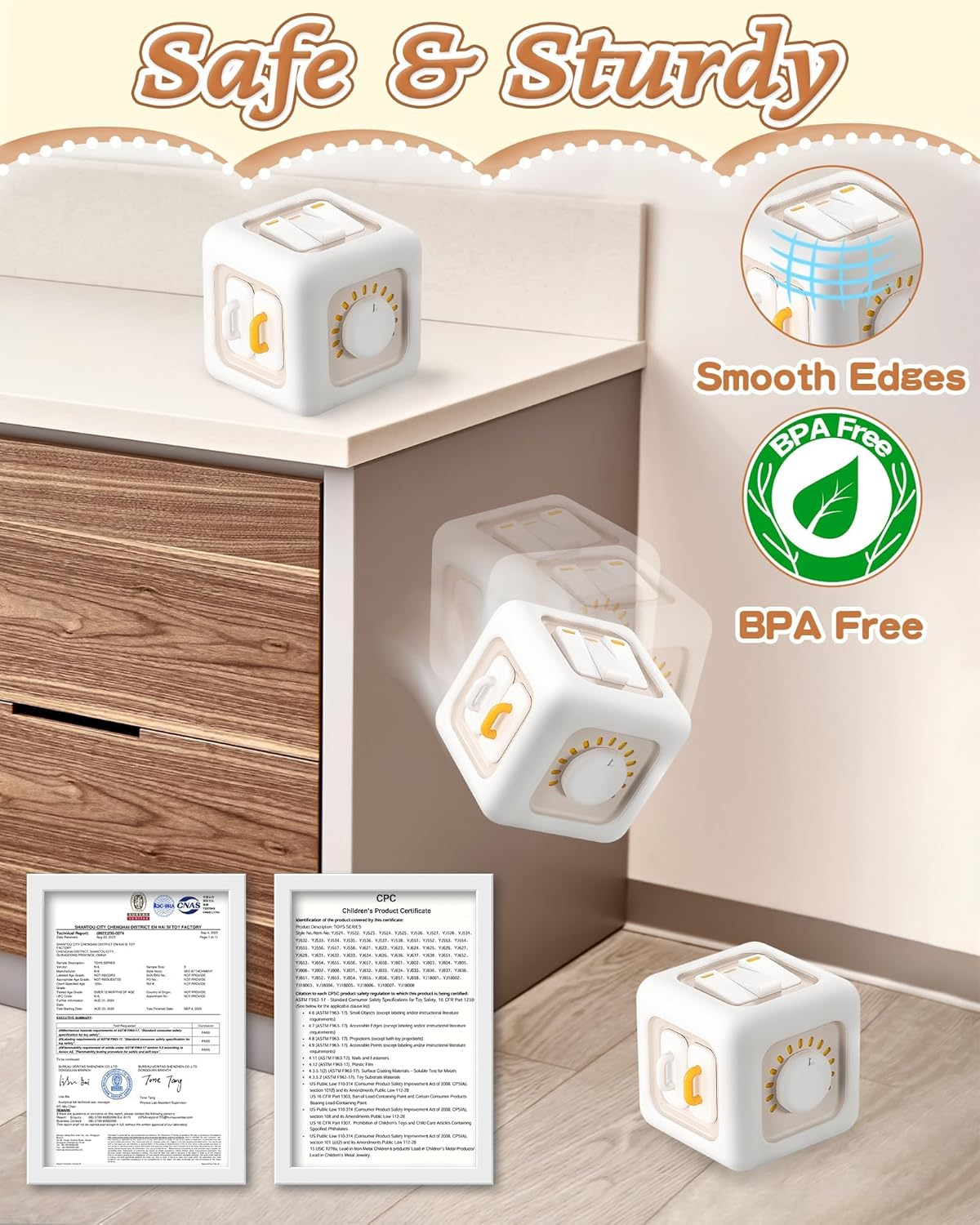 6 in 1 Busy Cube Montessori Toys for 1 Year Old Boy, Baby Sensory Toys for Ages 1-3, Toddler Learning Activities Travel Toy Birthday 1 2 3 Year Old Boy Girl image number 2