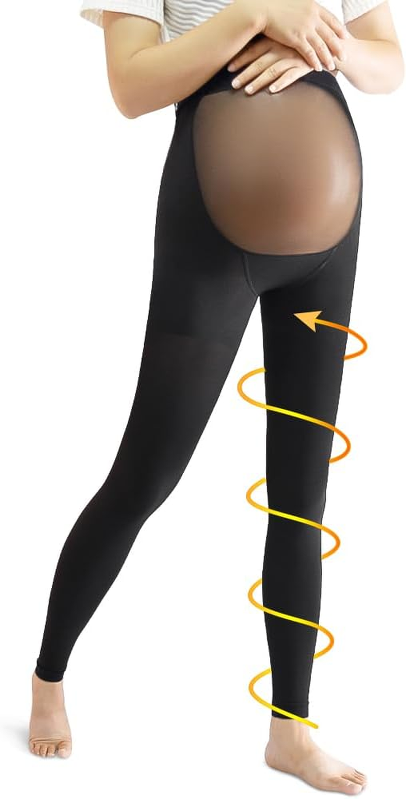 Maternity Medical Compression Tights by Beister, 20-30Mmhg Graduated Support Pregnancy Legging with Button Elastic Band & Abdominal Protection, Footless High Waist Compression Pantyhose for Varicosity image number 4