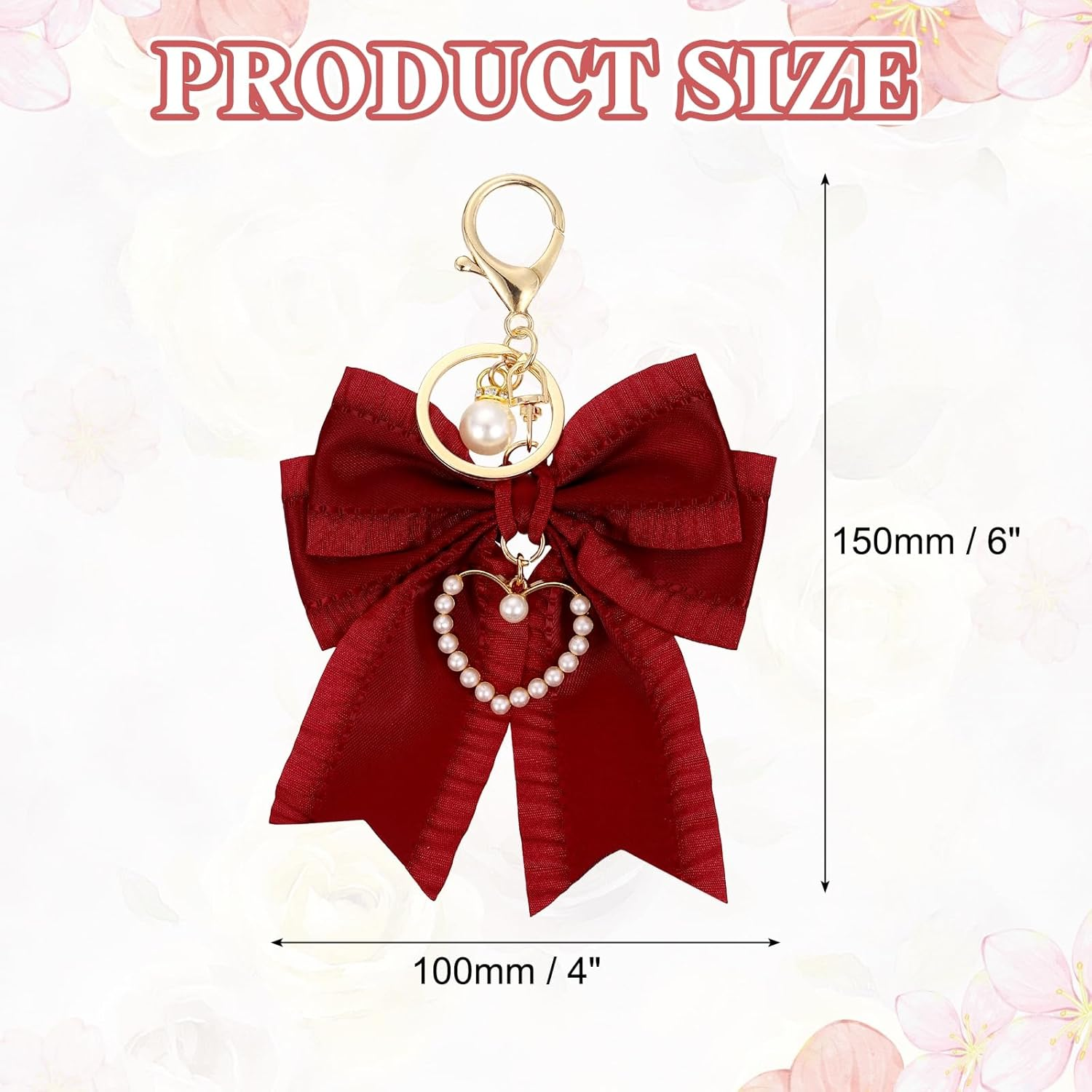 Uxcell Bow Knot Keychain, Cute Bag Charm Keyring, Bow Accessories for Women Purse, Backpack, Car Key, Phone Decoration, Red image number 2