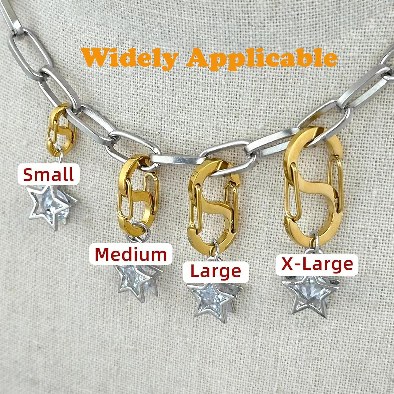 Double Opening Necklace Clasps Necklace Clasp and Closures Stainless Steel S Biner Carabiner Lock Bracelet Connector Shortener Necklace Clip image number 3