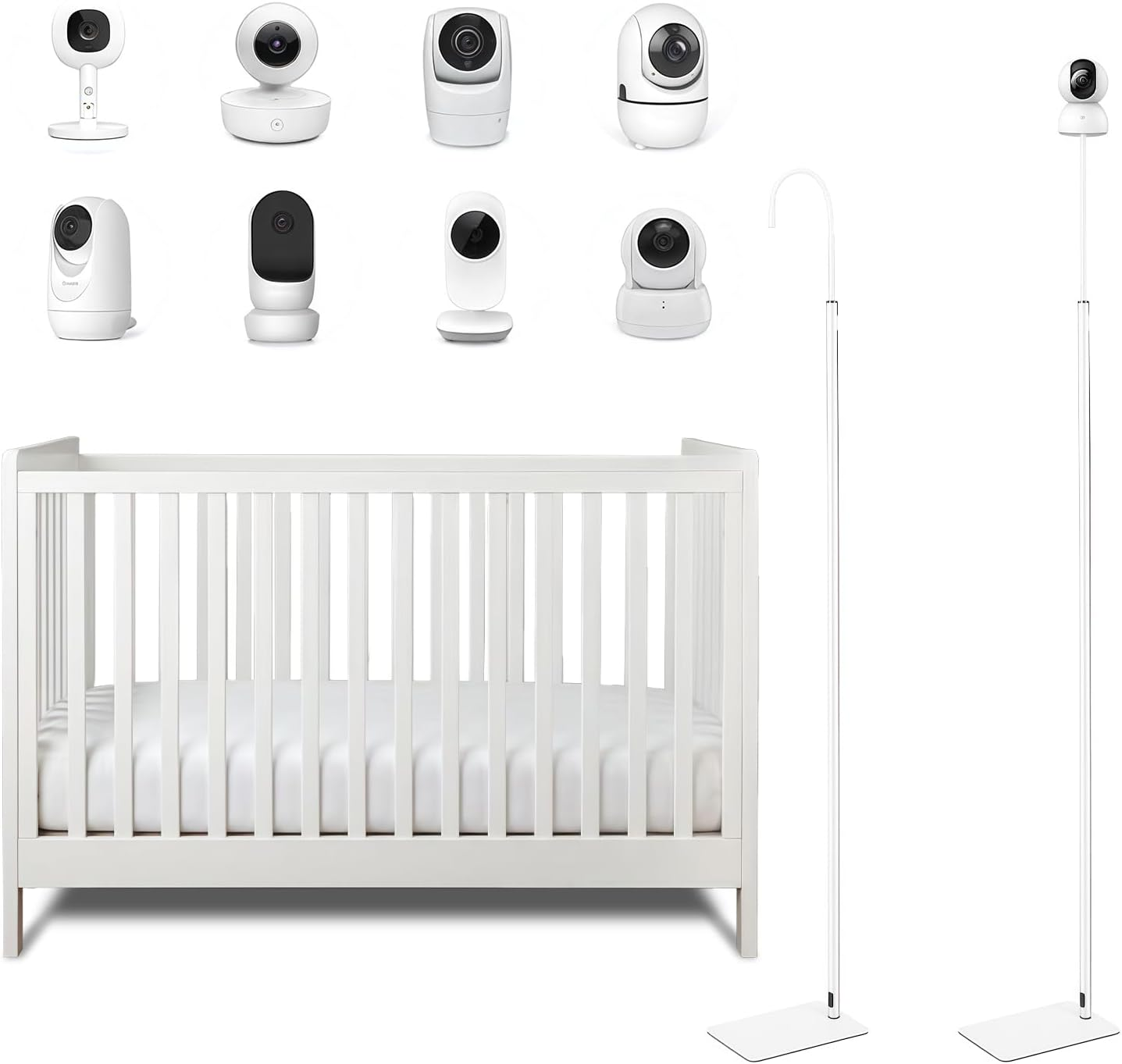 Baby Monitor Floor Stand Holder with 67 Inch Adjustable Height, Prevent Infants from Touching and Non-Slip Base, Compatible with All Monitors with 1/4 Threaded Hole or Any Cameras with 1/4 Screw Mount image number 5