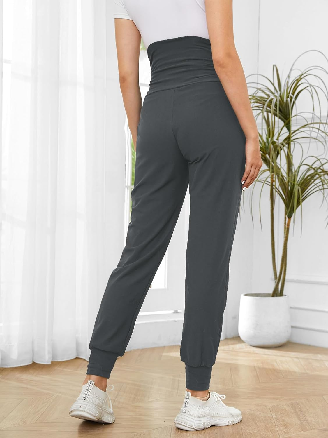 PARNIXS Women'S Pregnancy Haren Pants, Whole Abdomen, Fall and Winter Fashion Sweat-Pants image number 1