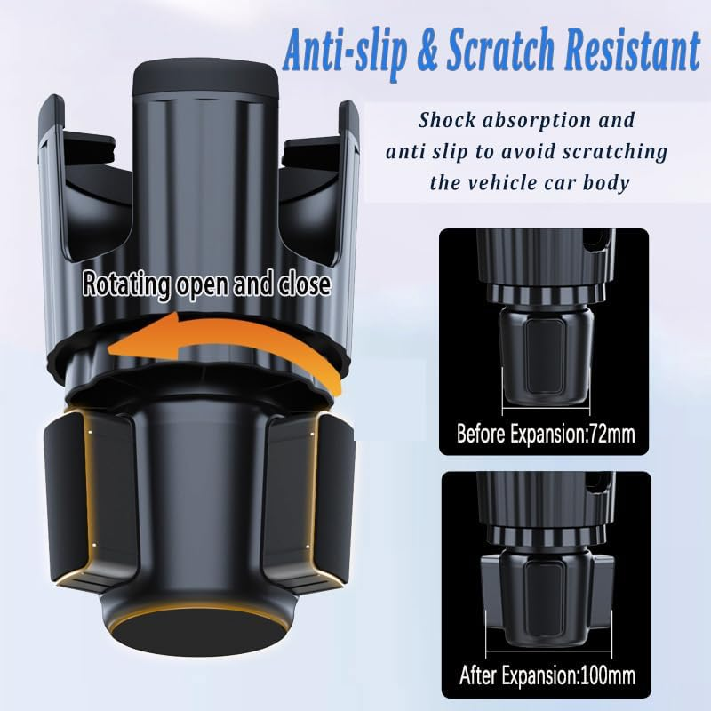 Honeteek Cup Phone Holder for Car, Cup Holder Expander with Phone Mount Adjustable Base, 360&deg; Rotation, Suvs, Trucks, Cupholder Mount for 16-40Oz Cup, Car Accessories image number 1