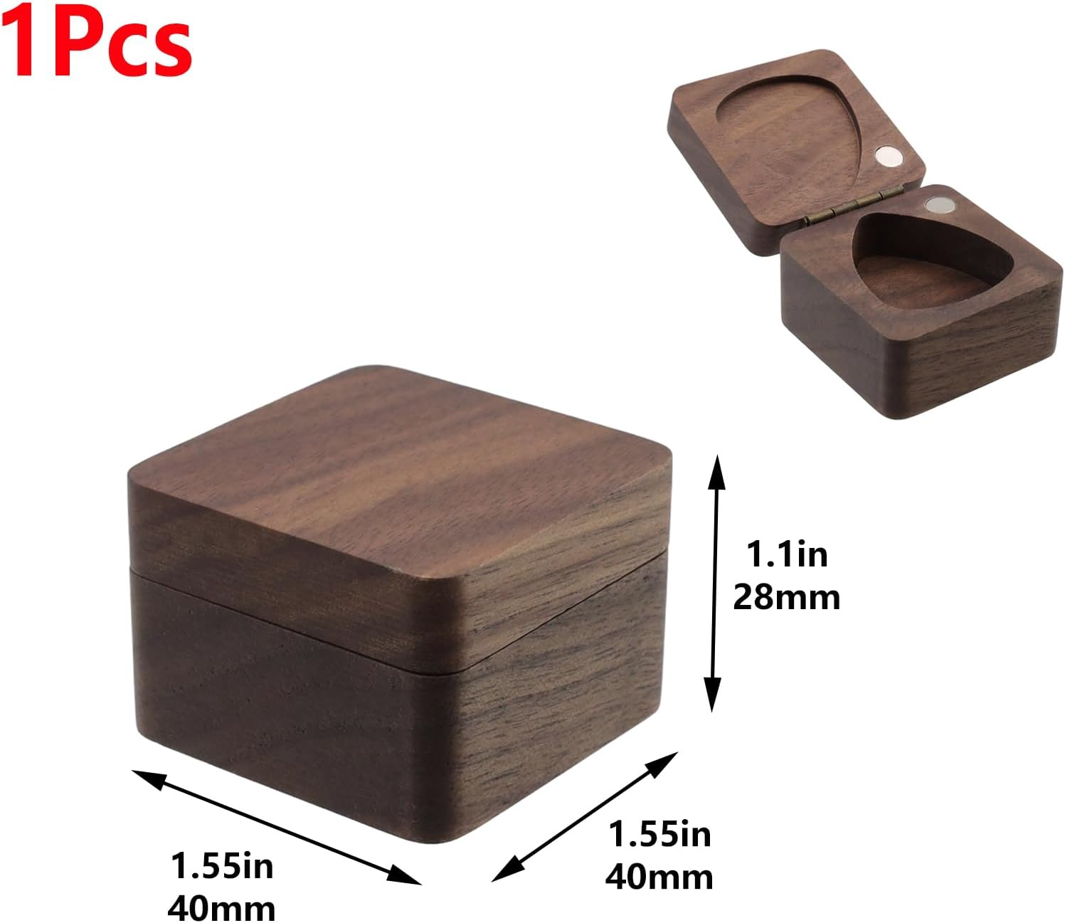 Geesatis Guitar Pick Box Storage Wooden Guitar Picks Case Holder Organizer for Guitarist Musician Gift, 1 Pcs image number 5