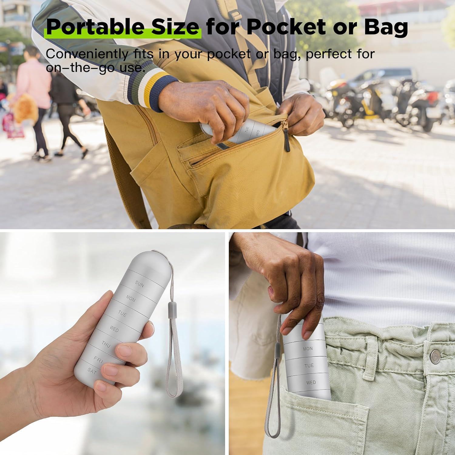 Zannaki Metal Moisture Proof Weekly Pill Organizer, Stackable Aluminum Alloy BPA Free Travel Hiking 7 Day Pill Box Case Waterproof and Large Compartment to Hold Pills, Vitamins, Fish Oil, Supplements image number 4