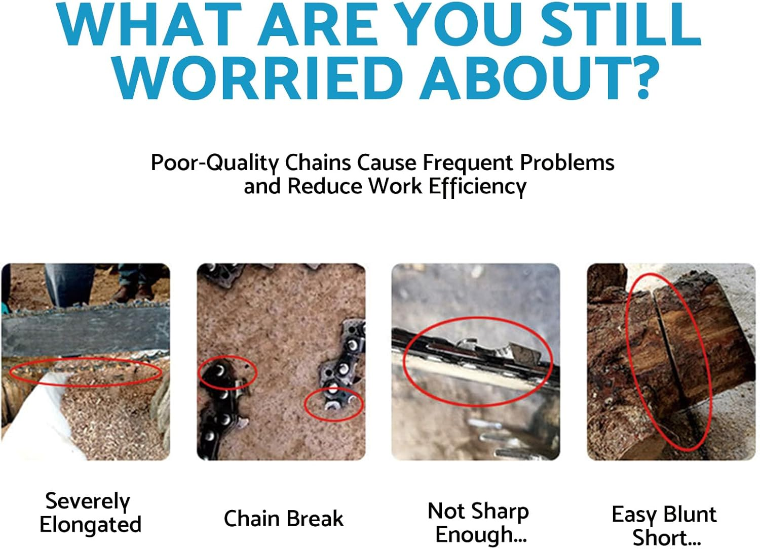 1X 16" Tungsten Carbide Chainsaw Chain .043 3/8LP 56DL Suitable for MS170-MS250 image number 5