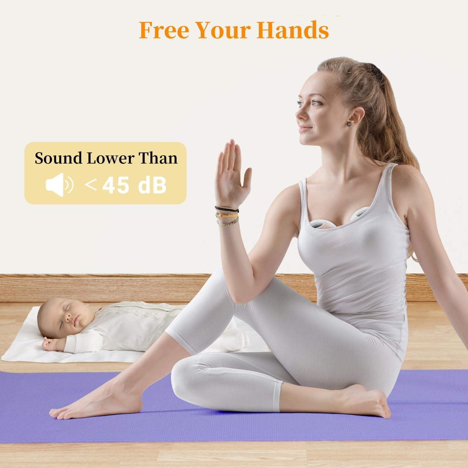 Wearable Electric Breast Pump with Carrying Bag, Hands-Free Breast Pump with 3 Modes & 15 Suction Levels, Portable Electric Breastfeeding Pump Low Noise LED Display 18/20/22/24MM Flanges - 2 Pack image number 5