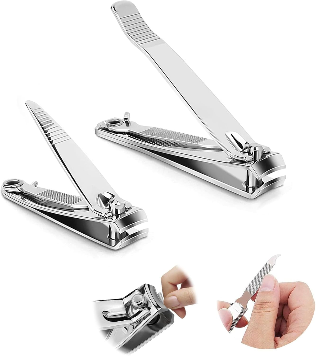 Lyvixora Nail Clippers Set, Toenail Clippers, Fingernail Clipper Cutters, Stainless Steel with Ultra Sharp Curved Blades and File, Nail Clippers for Men Women Kids(Large & Small) image number 2
