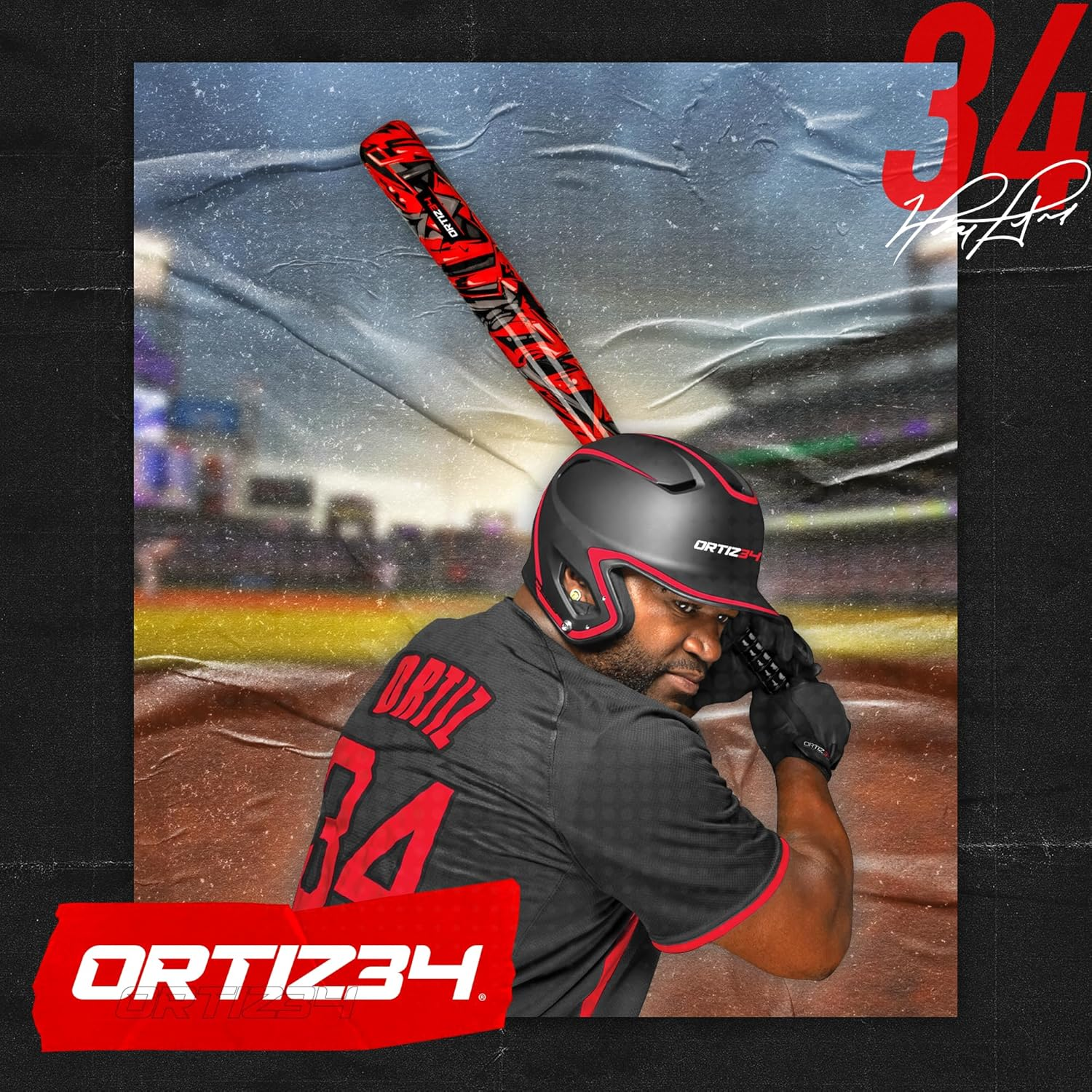 Ortiz34 Graffiti Plastic Bat & Ball Homerun Set- David Ortiz Backyard Baseball Set for Youth, Kids, Teenagers, Adults