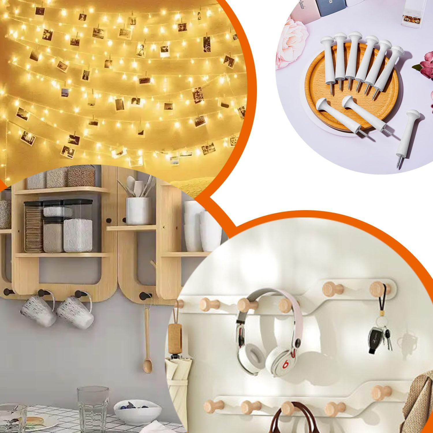 Shengsenfu Wooden Shaker Peg Wood Screw-On Shaker Pegs Unfinished Wood Shaker Racks for Hanging Clothes Hats Towel DIY, Wood Hooks for Wall, Wood Wall Hooks, Wooden Coat Hooks Wall Mounted, Hat Hooks image number 6