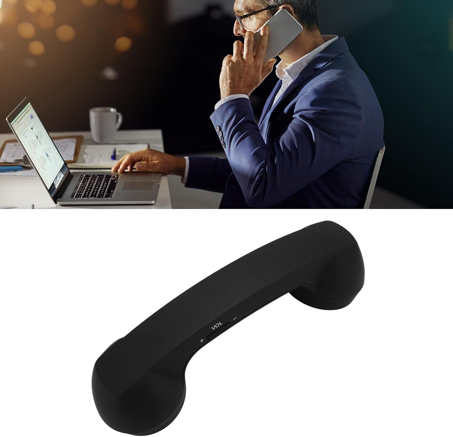 Wireless Retro Telephone Handset, Bluetooth Radiation Proof Handset Receivers Headphones for a Mobile Phone with Comfortable Call (Black) - Black image number 4