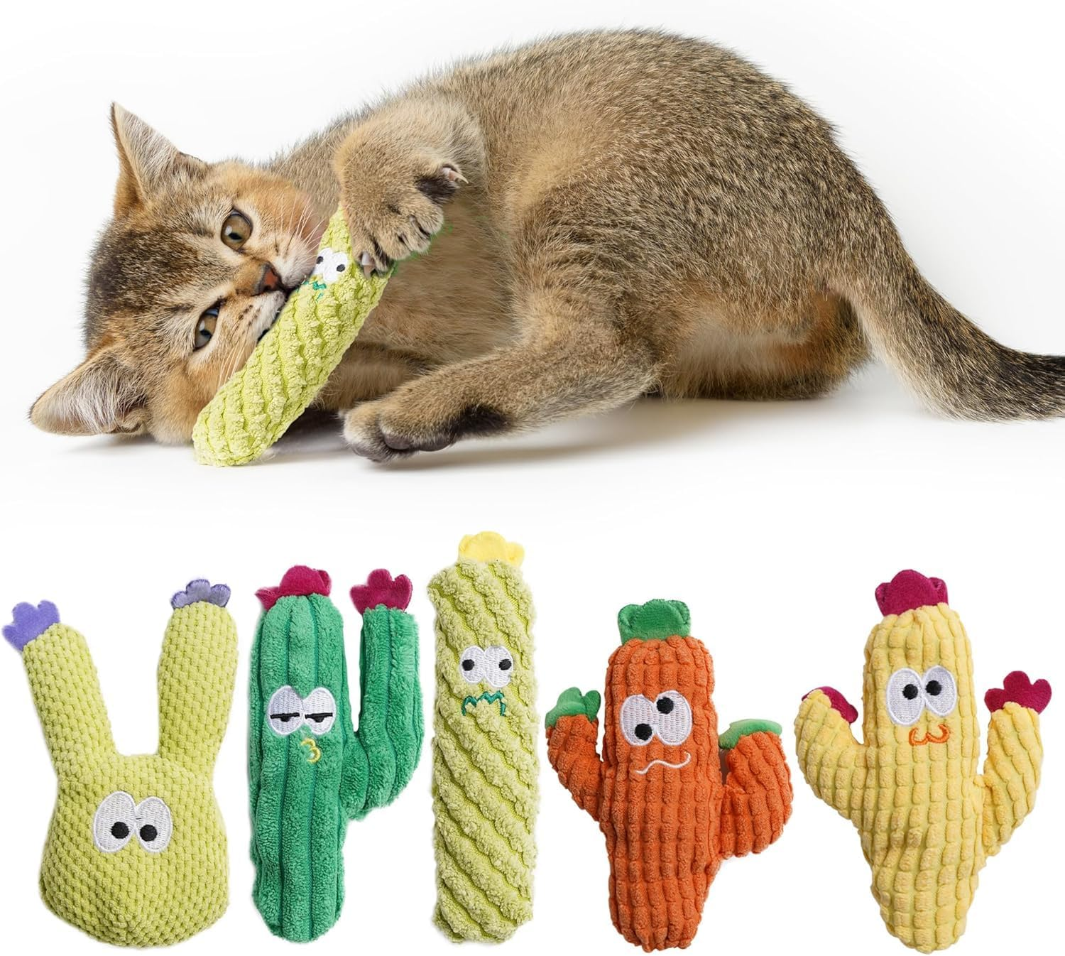 5 Pack Catnip Toys,Organic Cat Nip Filled Toys for Indoor Cats, Interactive Plush Chew Fun without Cotton, Teething Soft Pet Toy for Kittens Small Cat Toys image number 2