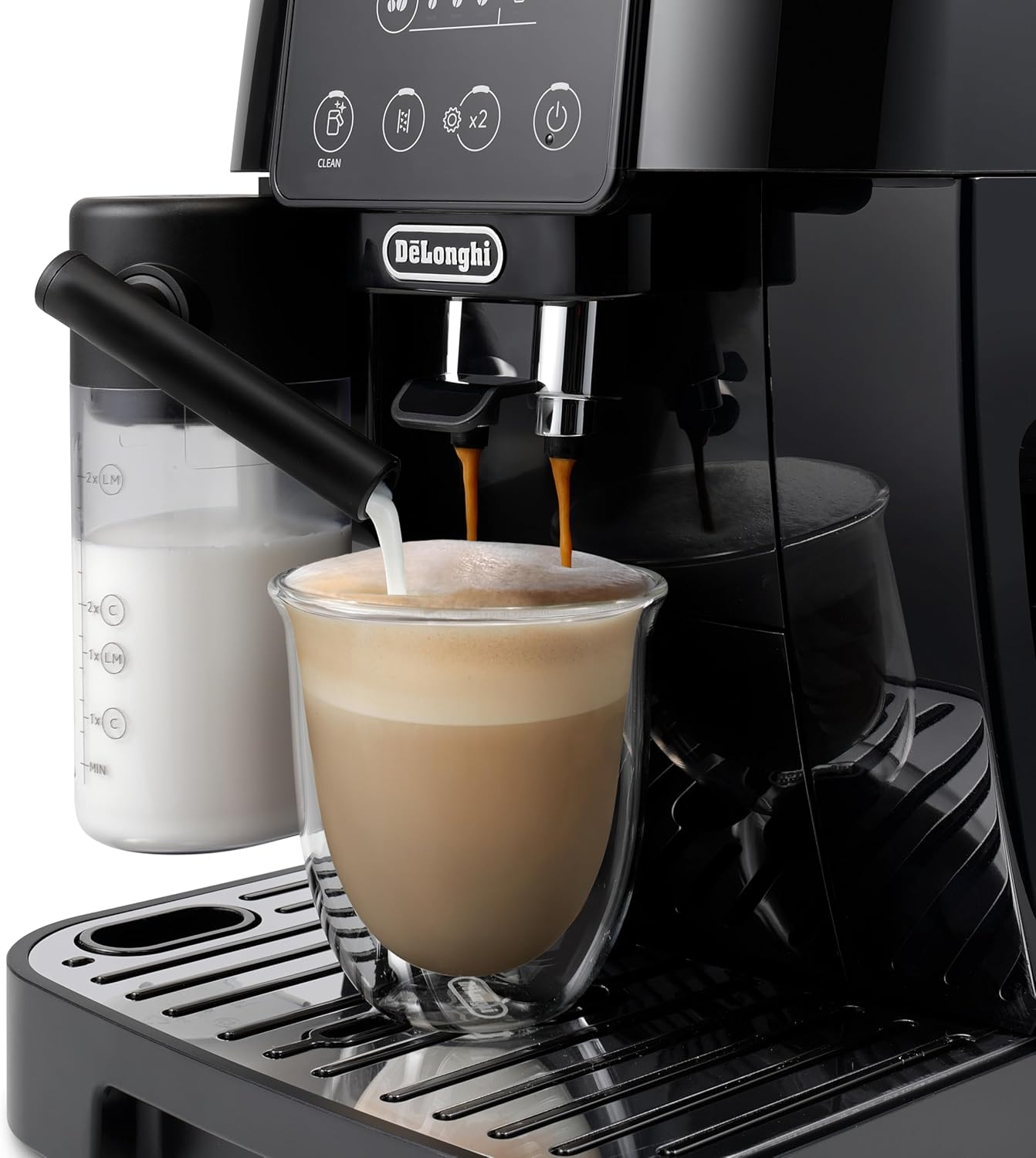 De'Longhi Magnifica Start with Milk Fully Automatic Coffee Machine ECAM220.63.B, Latte Crema Hot Automatic Milk Frother, 4 One-Touch Recipes, Soft-Touch Control Panel, 1450W, Black image number 4