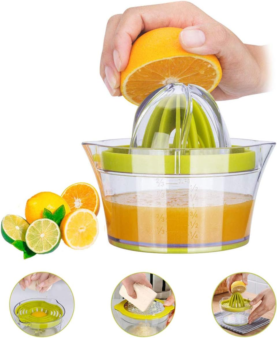 Citrus Lemon Orange Juicer, Manual Hand Squeezer with Built-In Measuring Cup and Grater 12OZ 4 in 1 Multi-Function Manual Juicer with Multi-Size Reamers, Ginger Garlic Cheese Grater Egg Yolk Separator image number 6