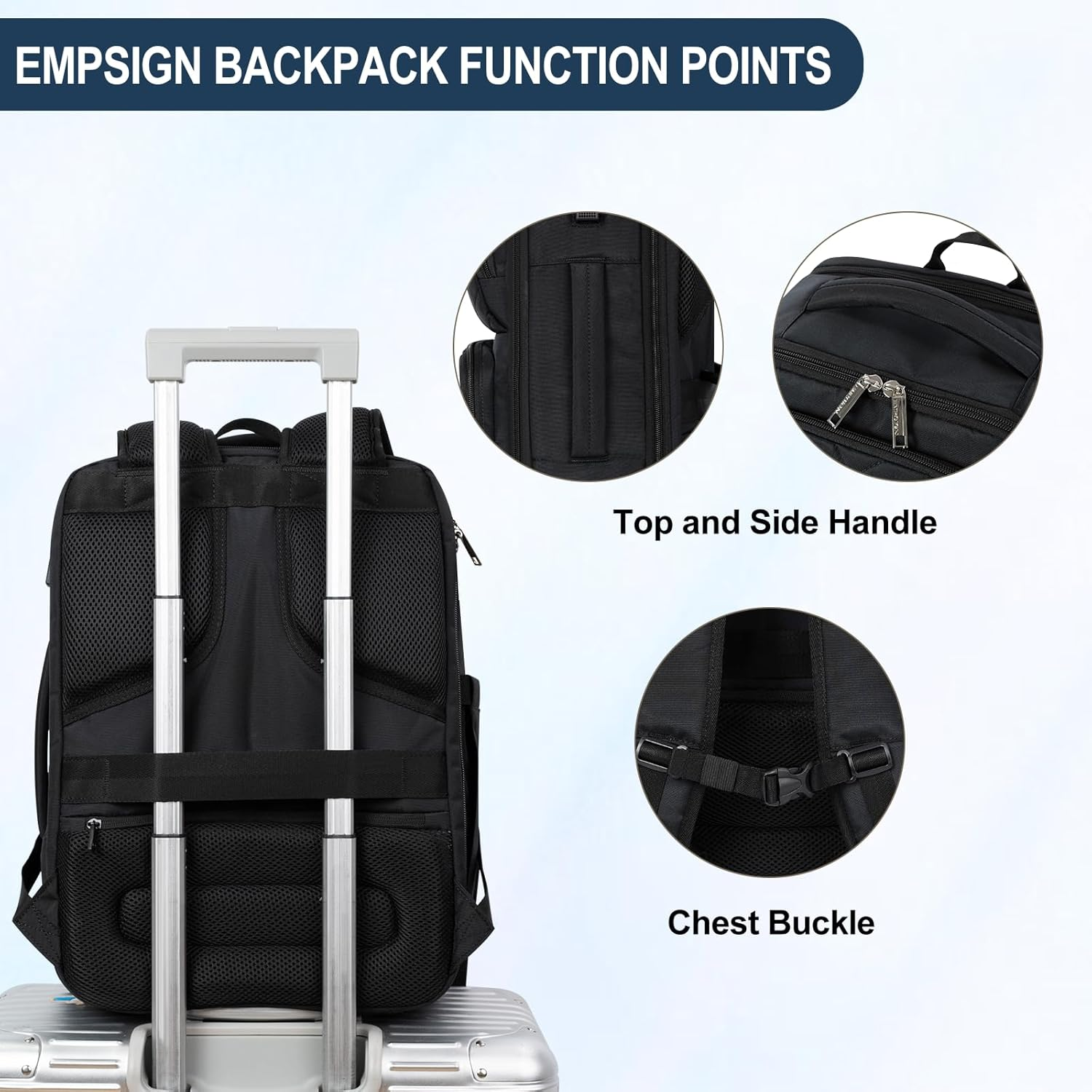 EMPSIGN Travel Backpack for Women, Large Carry on Backpack Airline Approved Personal Item Travel Bag, 17 Inch TSA Friendly Laptop Backpack with USB Port, Casual Daypack Business Backpack image number 6