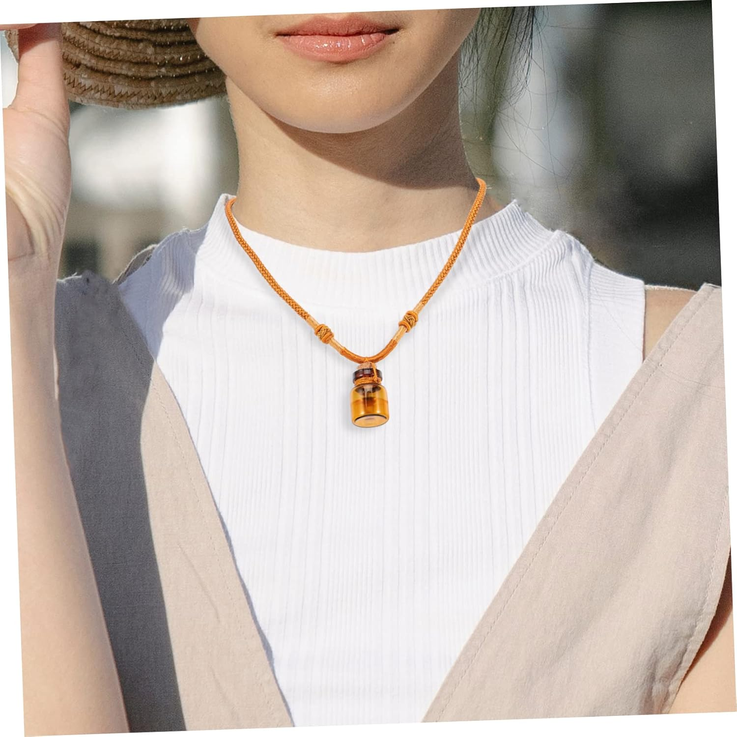 PLAFOPE 6Pcs Empty Perfume Bottle Essential Oil Pendants Creative Aroma Bottle Pendant Necklace image number 6