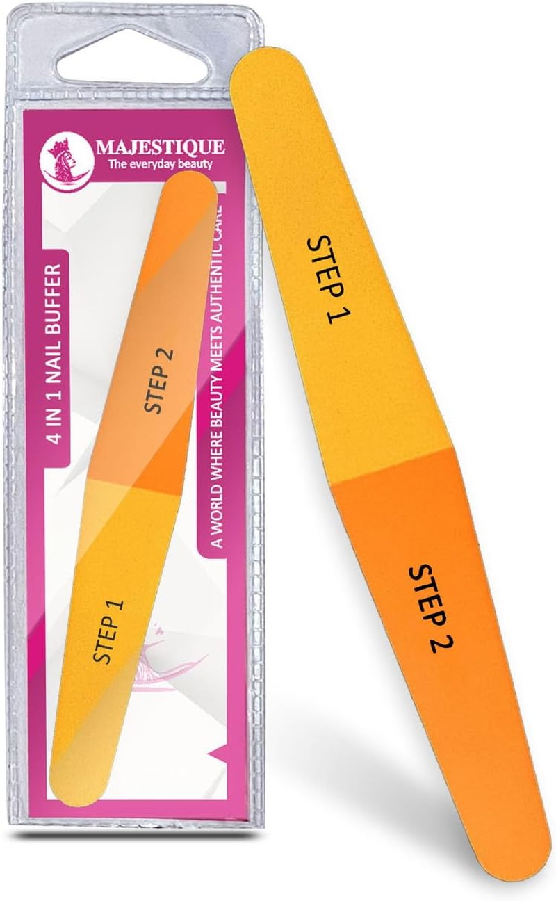 Majestique 4 in 1 Nail File and Buffer for All Purpose - Nail Buffer Block. Nail Shiner. save Time and Money, 4 Fingernail Files in 1, Professional Care Manicure Tools. Nail Care 1 Pack image number 4