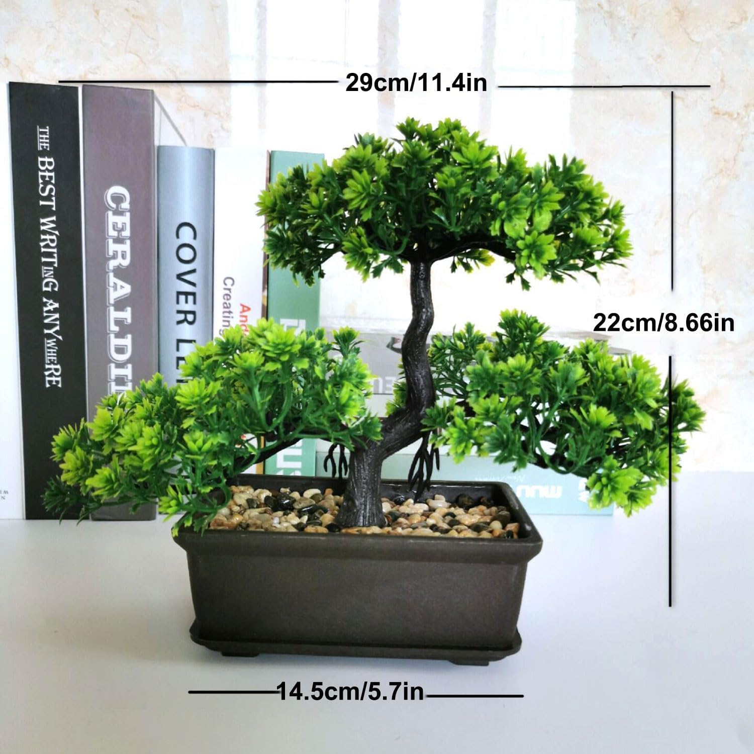 Artificial Bonsai Tree Juniper Faux Plants Indoor Small Fake Plants Decor with Ceramic Pots for Home Table Office Desk Bathroom Shelf Bedroom Living Room Farmhouse Decorations image number 6