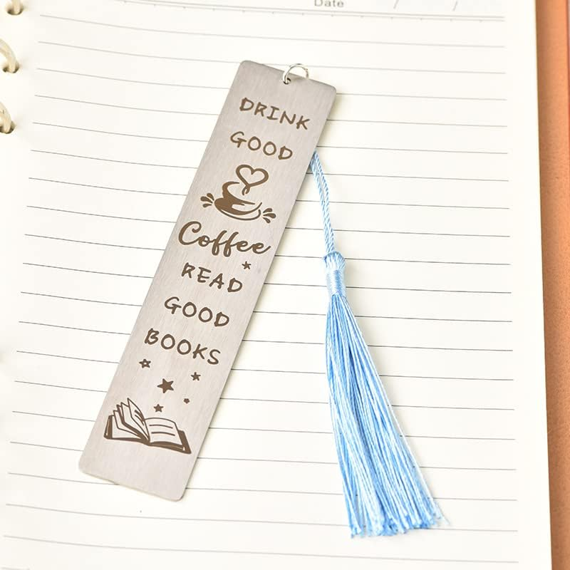Book Coffee Lover Gifts Bookmarks for Women Men Bookmarks for Book Coffee Lovers Bday Christmas Gifts for Friends Students Coworkers Bookworm Readers Graduation Retirement Gifts Bookmark with Tassel image number 1