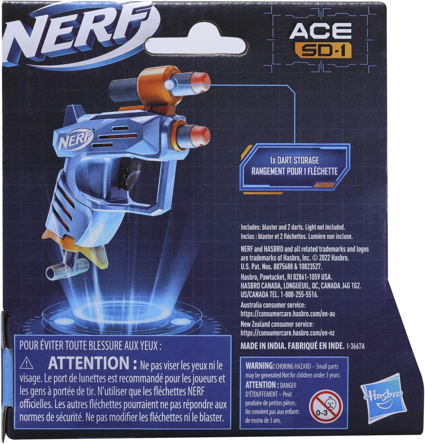 Nerf Elite 2.0 Ace SD-1 Blaster, 2 Official Nerf Elite Darts, Onboard 1-Dart Storage, Stealth-Sized, Pull-Down Priming Handle, Easy to Use image number 2