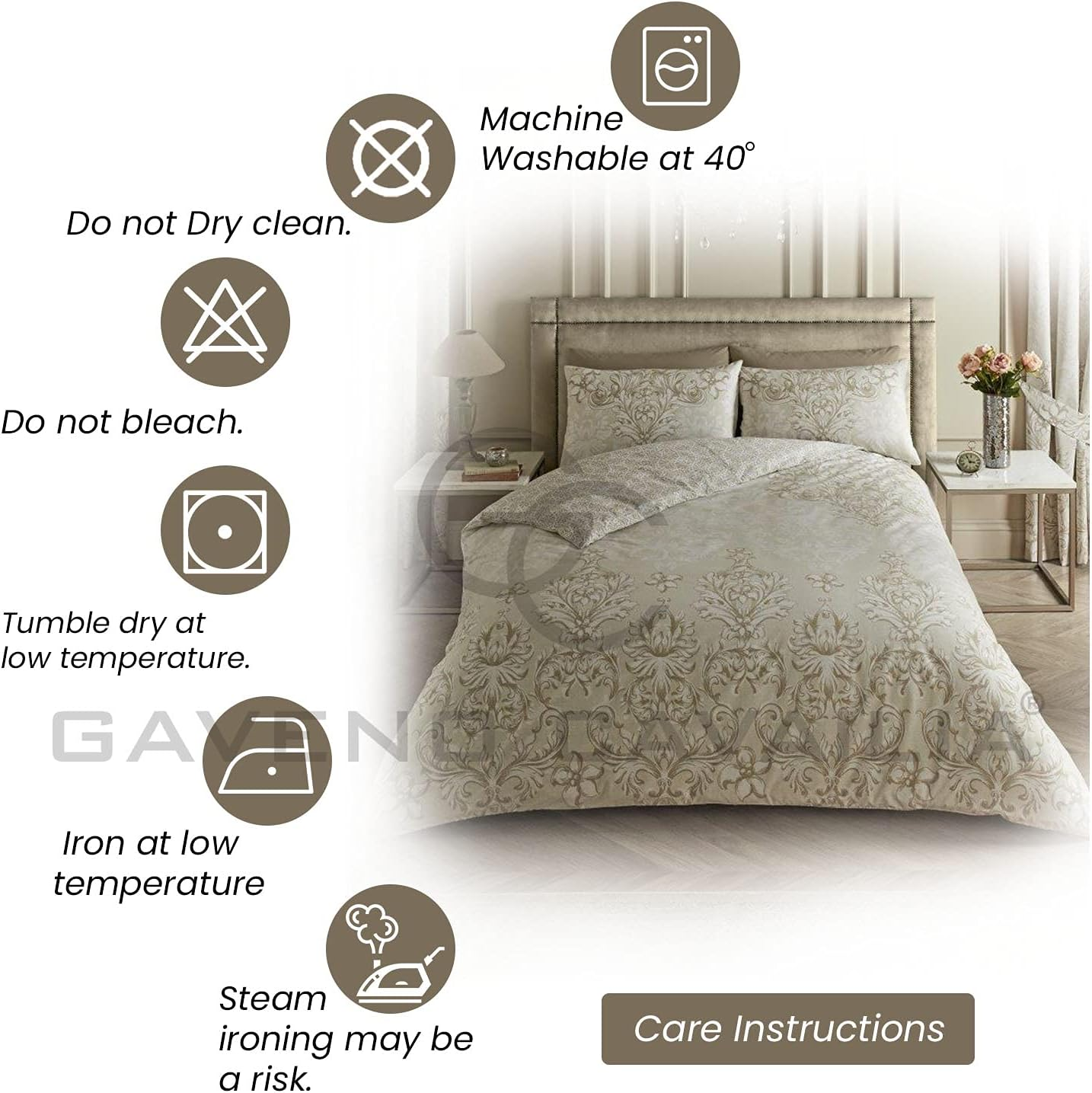 Floral Duvet Cover Sets, Reversible Blossom Bedding Sets Double Bed Set, Polycotton Quilt Covers, Natural image number 2