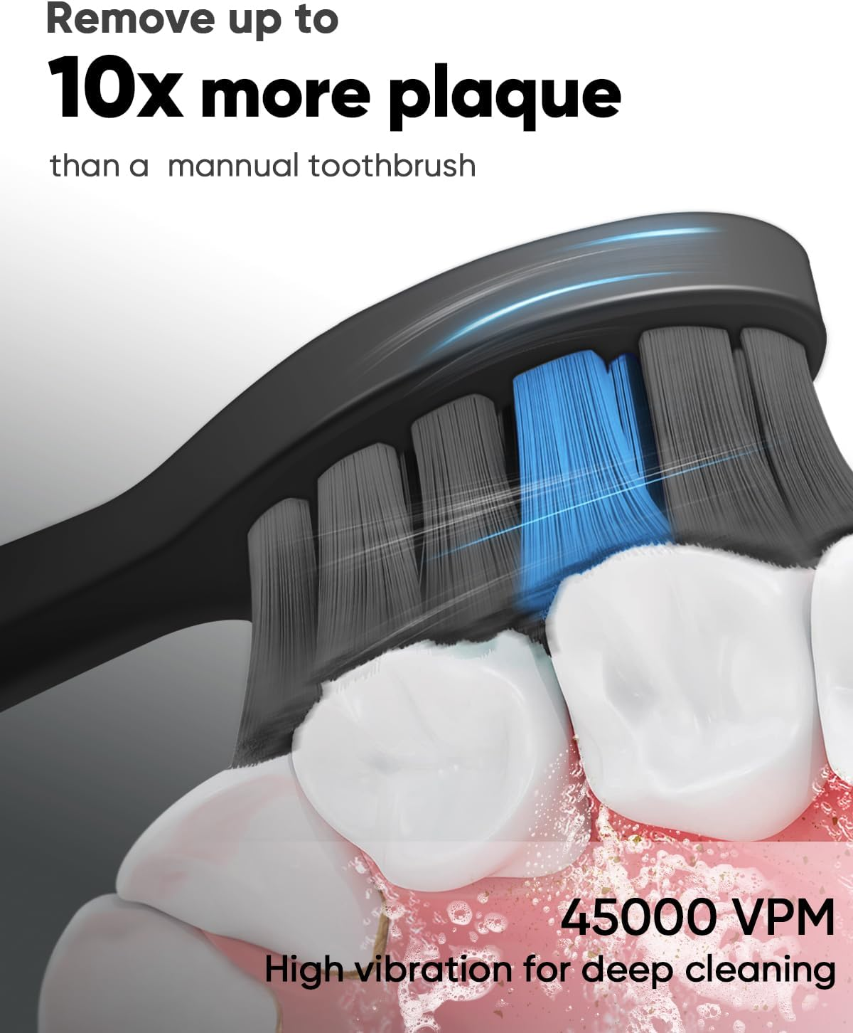 Mysmile DY156 Electric Toothbrush for Adults, Rechargeable Sonic Battery Toothbrush Portable with 3 Brush Heads, 2 Mins 5 Modes Smart Timer, 45000VPM, One Charge for 60 Days - Black - Pink image number 5