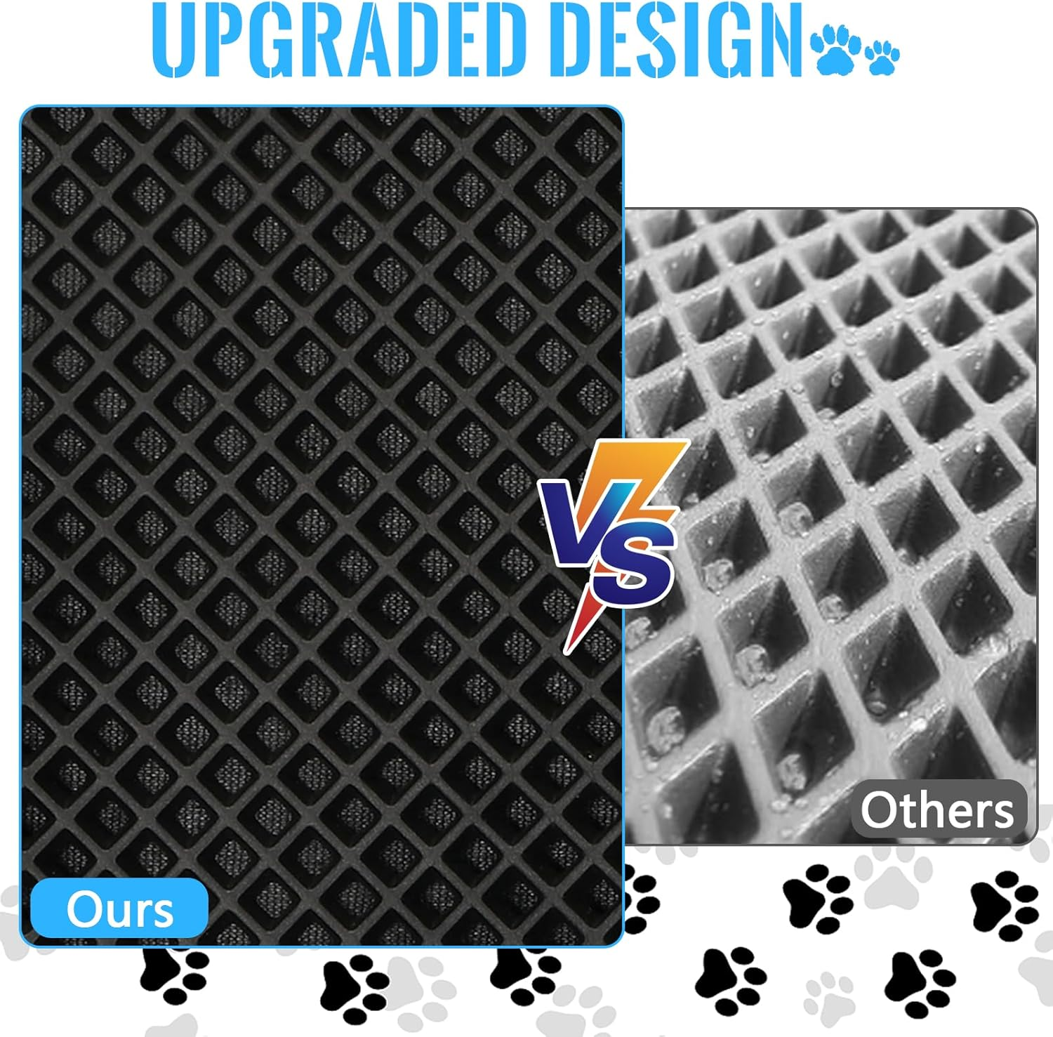 Cat Litter Tray Mat, 46 X 60 Cm Honeycomb Design Cat Litter Mat, Waterproof Double Mat Cat Litter Tray, Foldable Cat Litter Mat, Cat Litter Mat, Black image number 2
