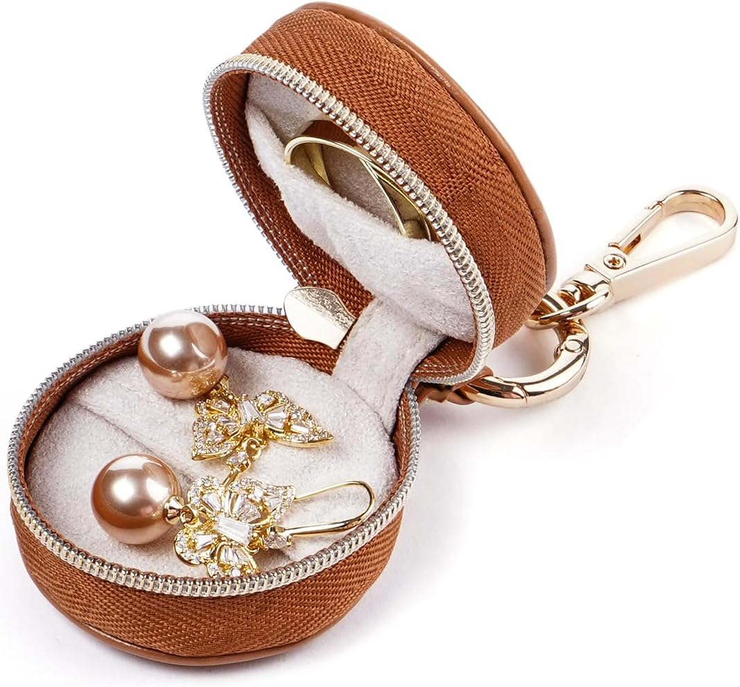 CASEGRACE Ring Holder Keychain for Jewelry,Portable Mini Gym Travel Jewelry Case for Earrings, Rings, Necklaces Man and Women (White) Style A