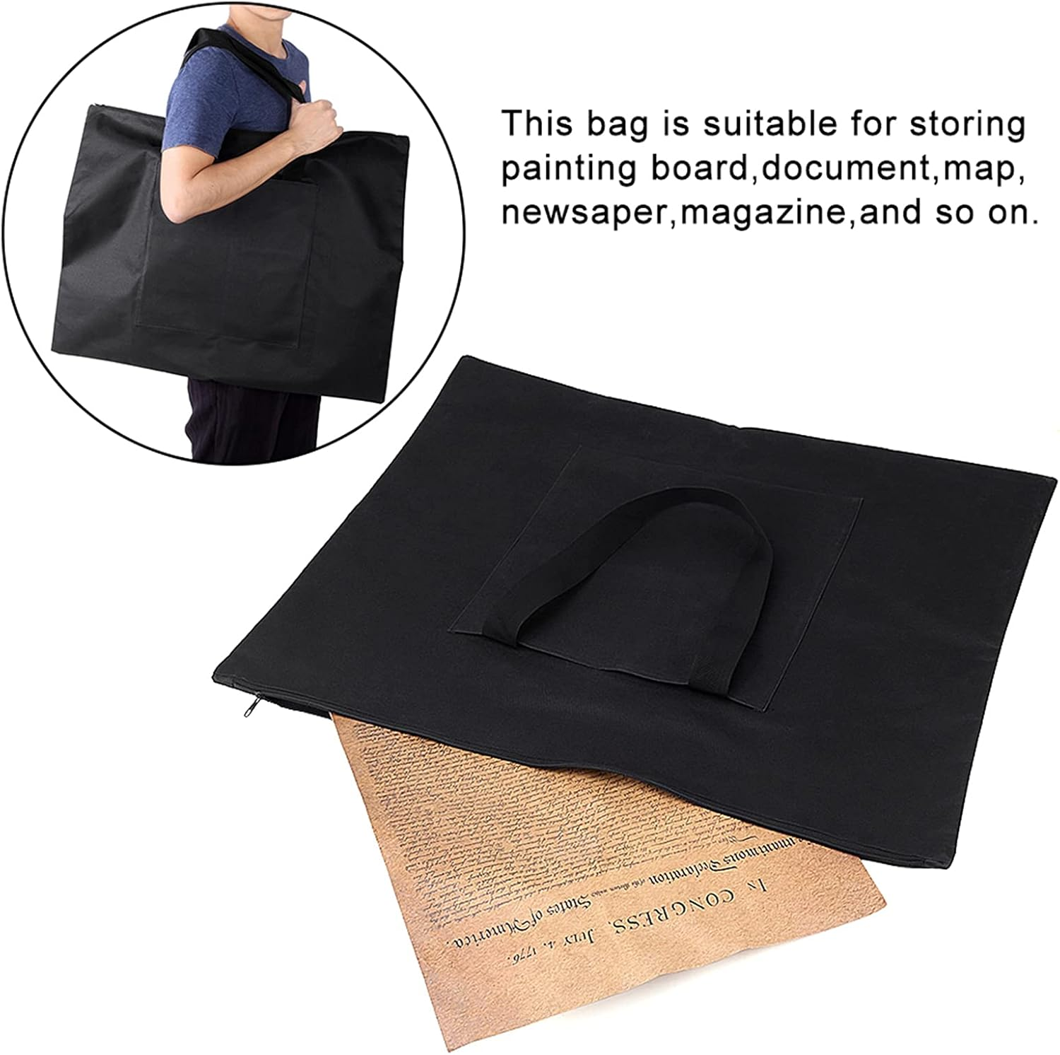 A2 Drawing Painting Board Storage File Bag, Large Size Art Portfolio Case Art Portfolio Tote Bag Poster Board Storage Portfolio Folder for Artwork Poster, Student Art Portfolio image number 1