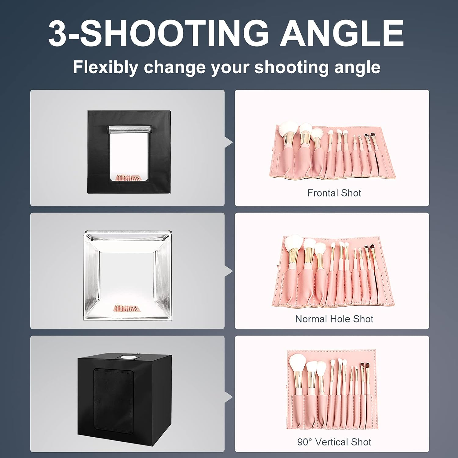 VOLKWELL 32"/80CM Photo Studio Light Box Shooting Tent, Adjustable 126 LED Panel Light Bulbs with Table Top Softbox Cube, 3 Colors Backdrops (80CM LED Photo Box) image number 5