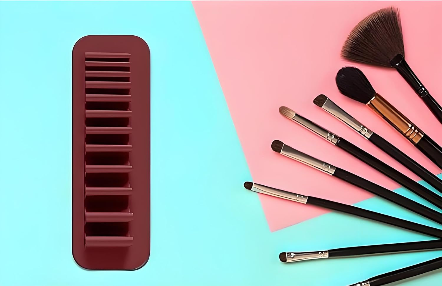 Silicone Wall-Mounted Makeup Brush Toothbrush Holder - Multifunctional Drying Rack Organizer for Cosmetic Brushes, Travel Storage, and Home Bathroom (Space-Saving Design)