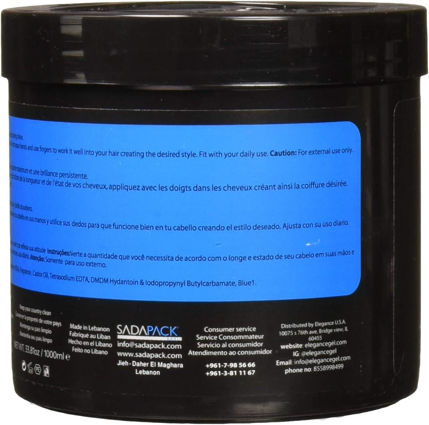 Elegance Triple Action Hair Gel 33.8 Ounce Blue image number 2