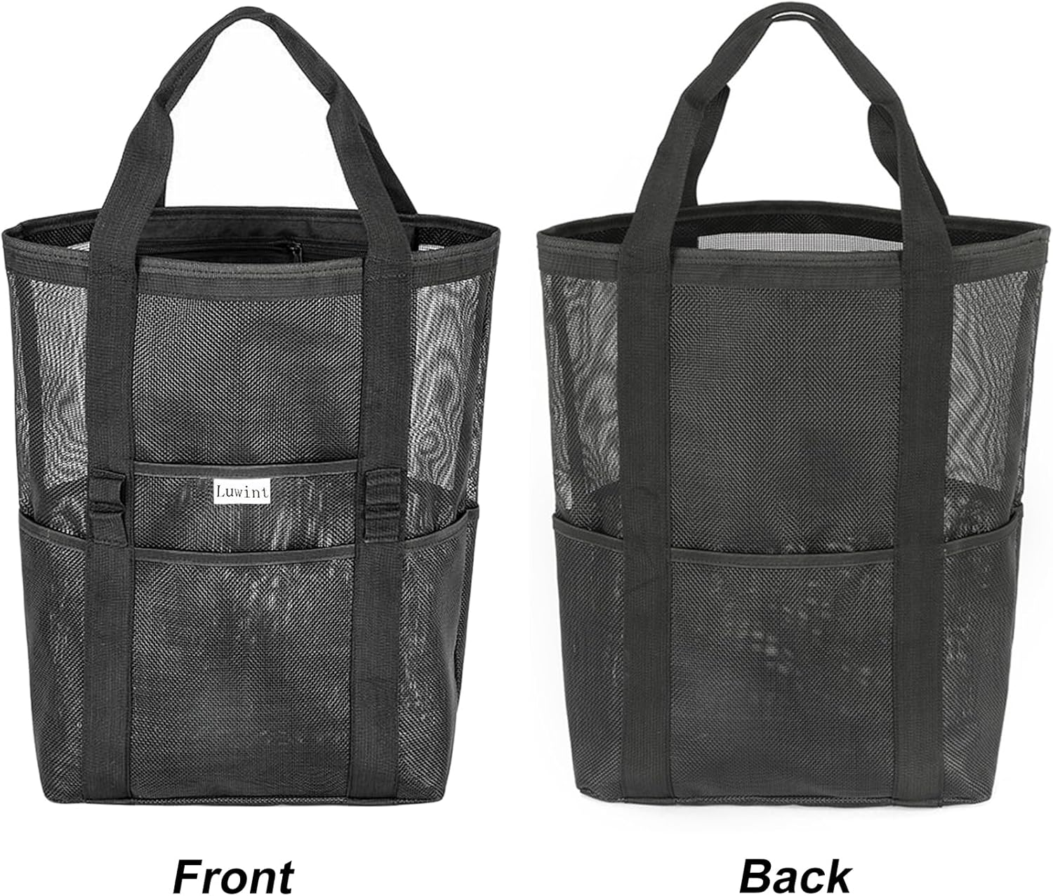 Luwint Mesh Beach Bag Beach Tote Bag Lightweight Waterproof Sandproof Mesh Bag with Multiple Pockets for Beach Swim Pool Water Sport Travel image number 2