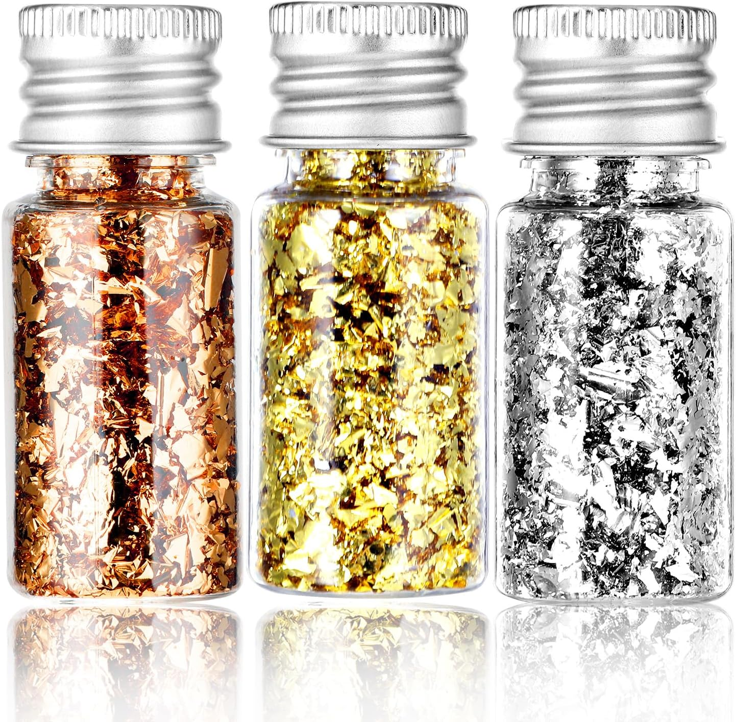 2Pcs Imitation Gold Foil Flakes Cake Glitter Gold Leaf Sheets Nail Art Gold Foil Flakes Gold Leaf Paper Baking Decoration for Cooking Dessert Cupcakes Chocolate (Gold+Silver+Rose Gold) - Rose image number 6