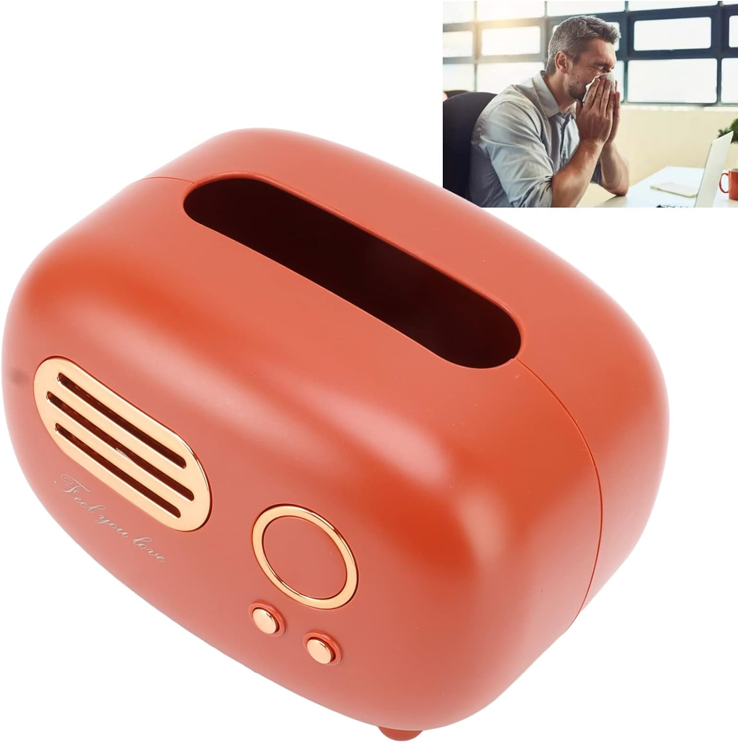 Retro Radio Facial Tissue Box Cover, Radio Shaped Tissue Box Holder for Bathroom Use, Cute and Versatile Gift (Red) - Pink image number 4
