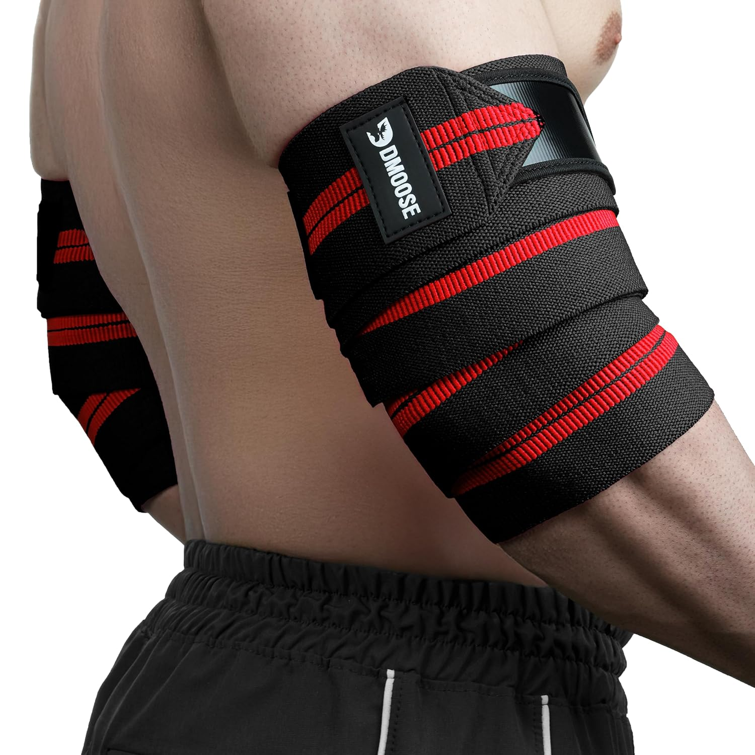 Dmoose Fitness Elbow Wraps for Weightlifting (Pair) 40" Adjustable Brace for Joint Support, Pain Relief & Tendonitis-Elbow Straps for Weight Lifting, Bench Press & Gym Workouts, Band for Men & Women