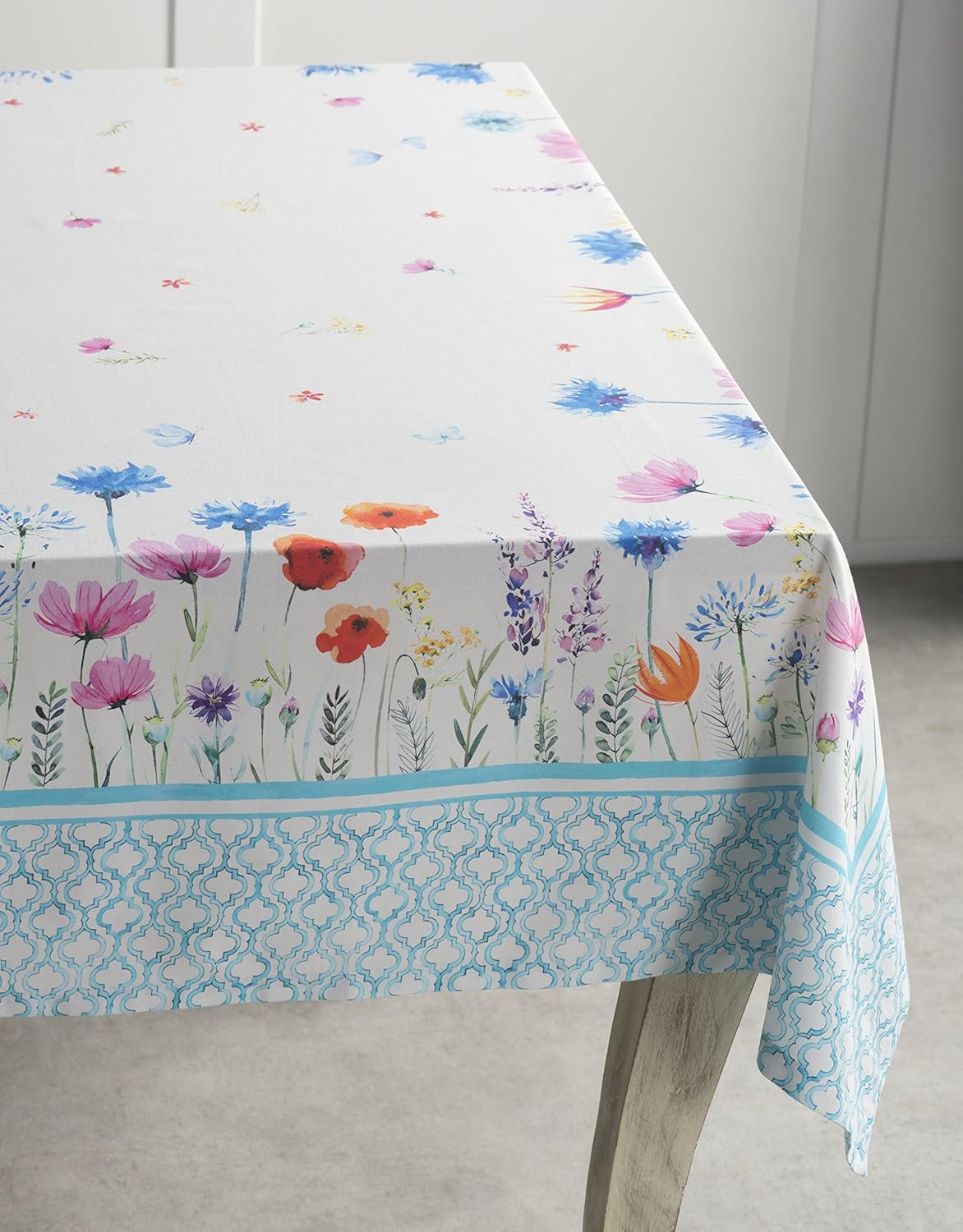 Maison D'Hermine Table Cloth Rectangle Table 100% Cotton 60 X 120 Inches Tablecloth Reusable for Dining Room, Farmhouse, Home, Party, Festive & Wedding Spring Summer - Flower in the Field