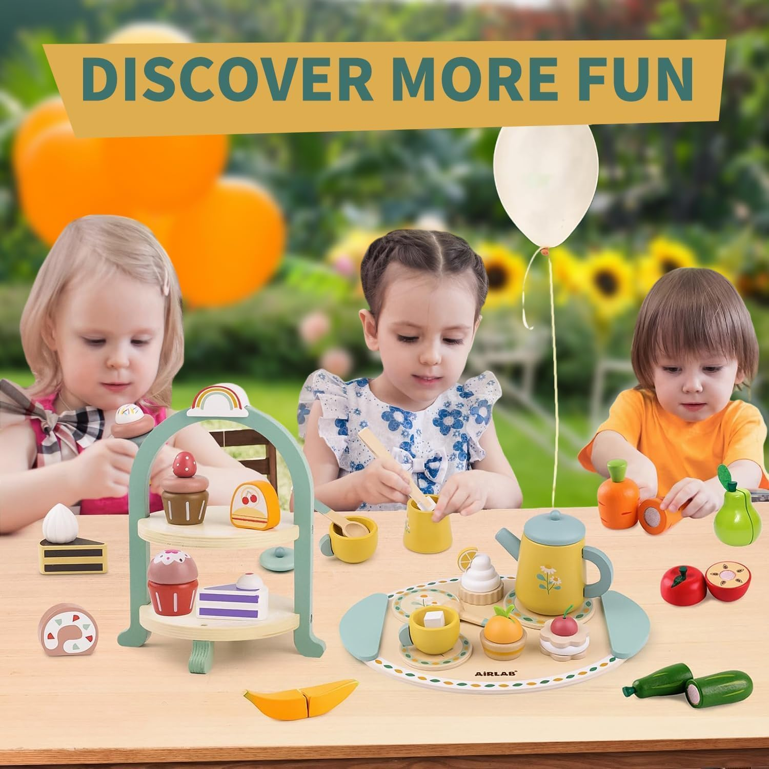 Tea Sets for Toddlers 3-5 Girl Birthday Gift 2 Year Old Princess Party Wooden Play Food Toy Sets for Kids Kitchen Accessories Age 3 4 5 6 Wood Educational Toys