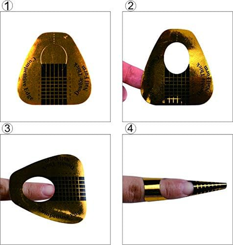 Beautyleader 500 Pieces Golden Color Nail Extension Form Horseshoe-Shaped Nail Art Acrylic Nail/Uv GEL Nail Extention Tips Form Guide Sticker image number 3
