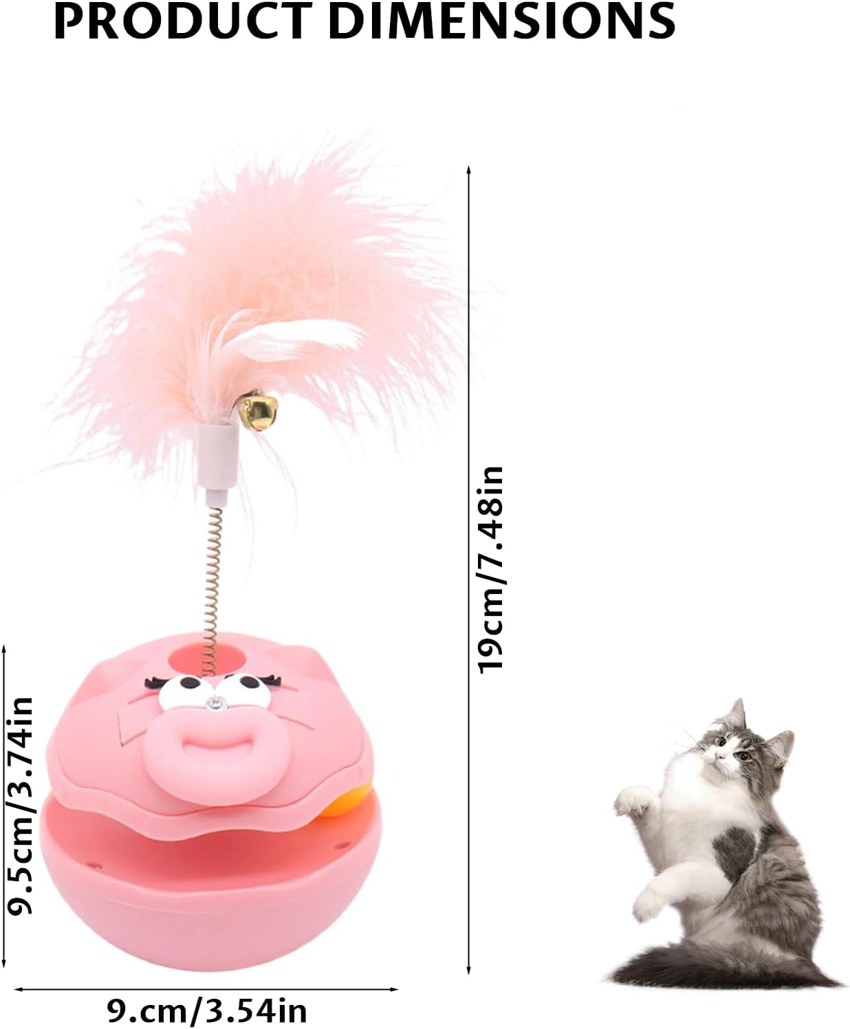 Velmoriah Interactive Cat Toy Ball, Turntable Ball Toy with Teaser, Bell & Feather for All Breed Cats, Pet Supplies Enrichment Indoor Games for Exercise Boredom Relief image number 1