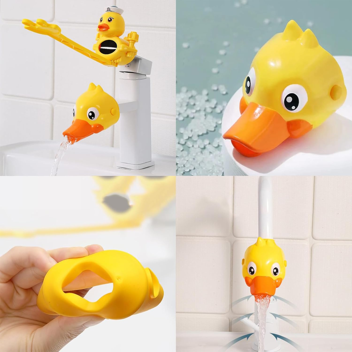 Kids Faucet Extender 2-Piece Set, Cute Yellow Duck Design, Safe Bathroom Sink Helper for Toddlers and Babies, Faucet Extender and Faucet Switch Extender image number 6