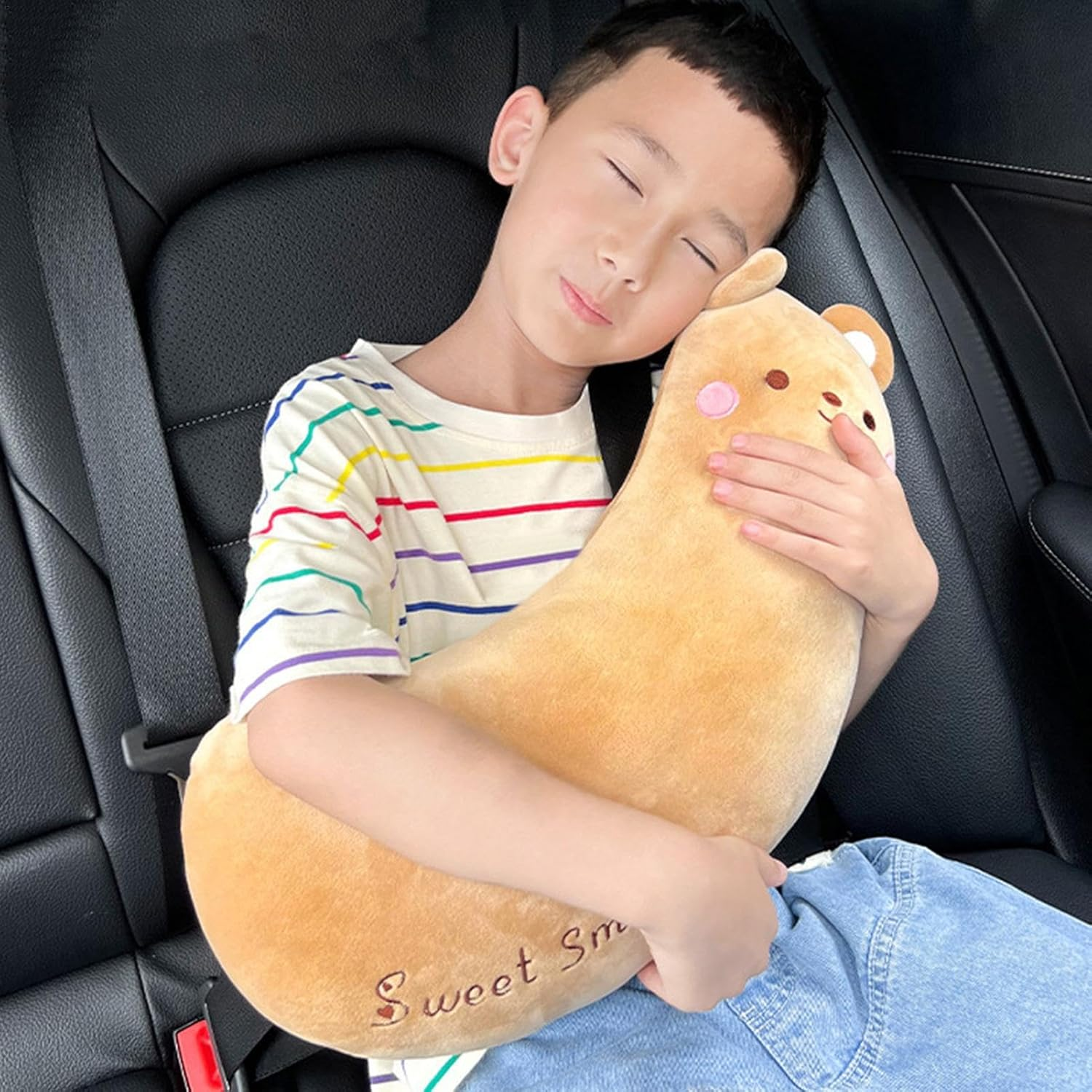 Seat Belt Cover Pad for Kids,Cute Seat Belt Cover Pillow Toddler Car Pillow | Washable Neck Support Cushion Car Seat Belt Cushion for Automobiles - Bear image number 4